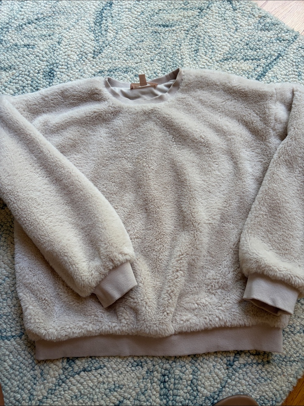 Cozy Plush Crewneck Pullover - Light Beige